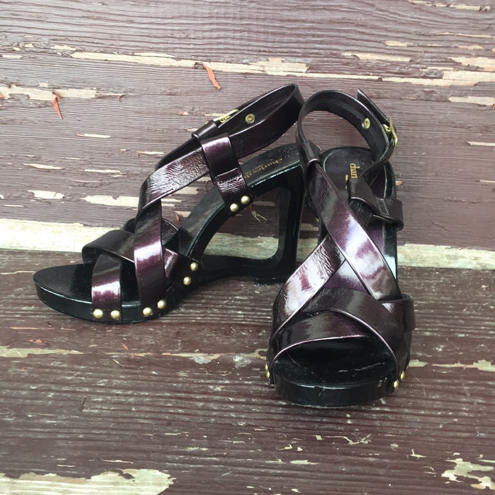 Purple strappy heel